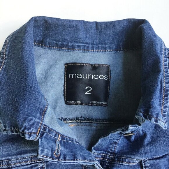 Maurices Jean Jacket Womens Plus Size 2 2x Stretch Medium Wash Blue Denim - Picture 8 of 10
